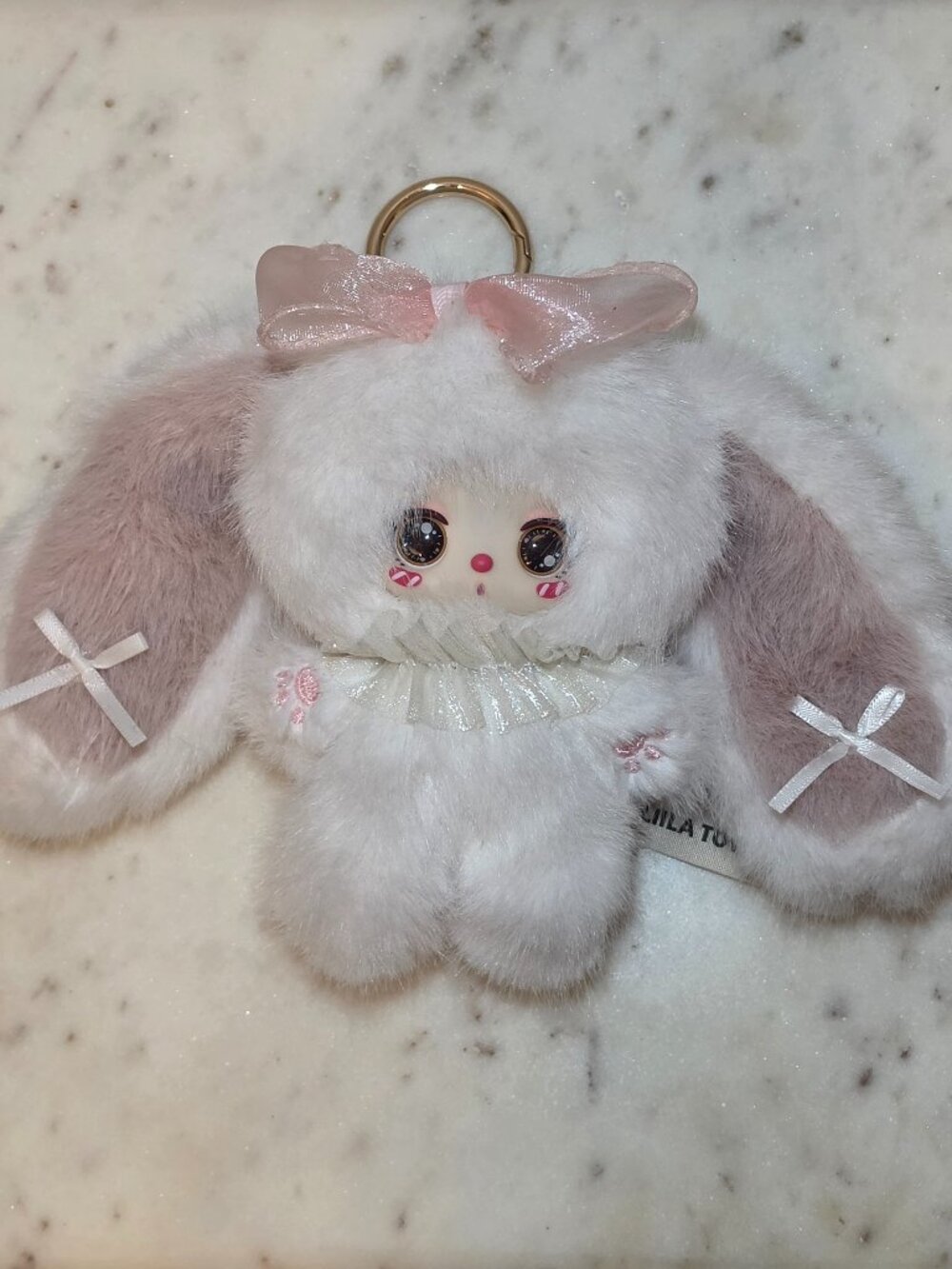 Liila’s Rainbow Candy Bunny Plush Keychain - White Snow Fairy